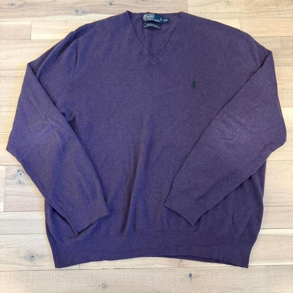 Ralph Lauren purple V-neck sweater Size XXL Pima cotton